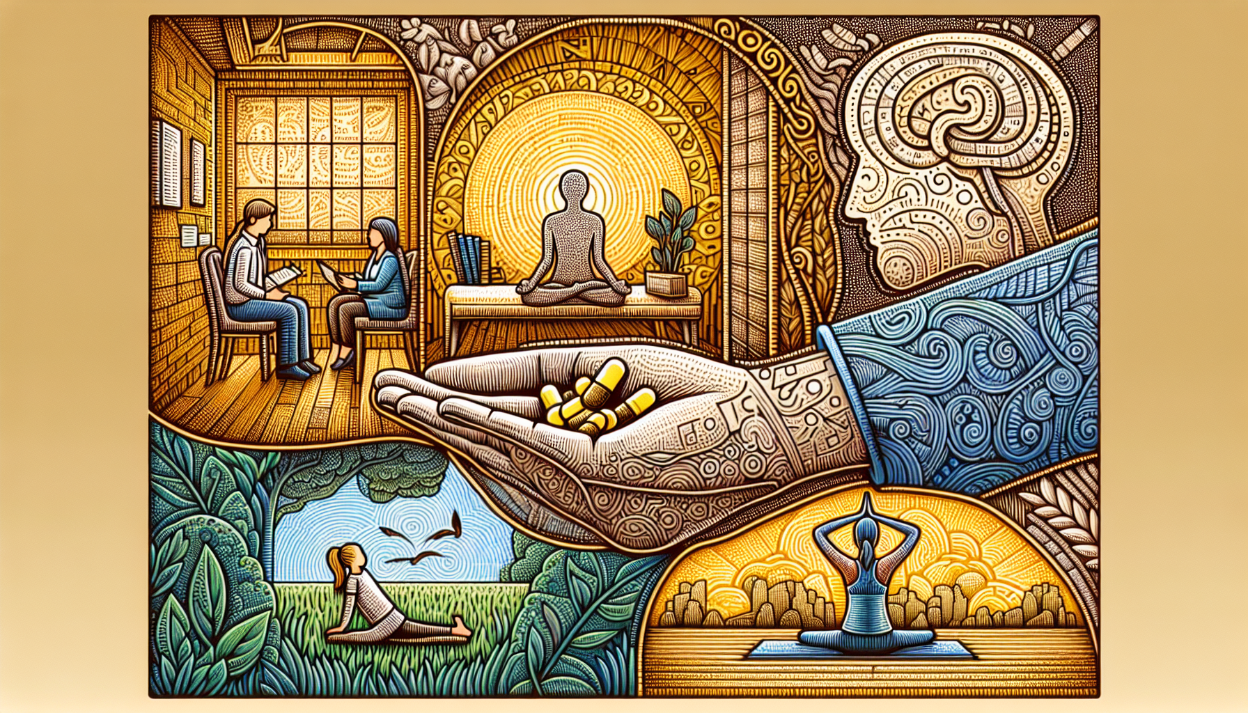 Illustration of different treatment options for depression