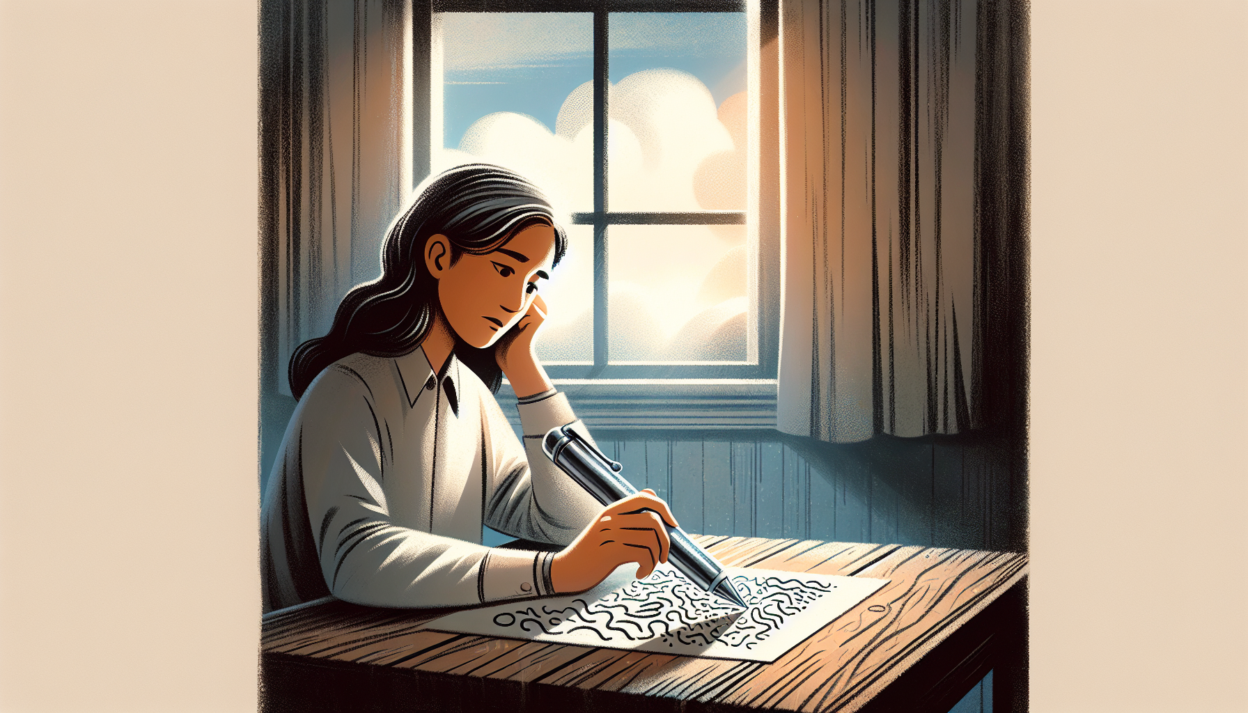 Illustration of a person taking a depression test