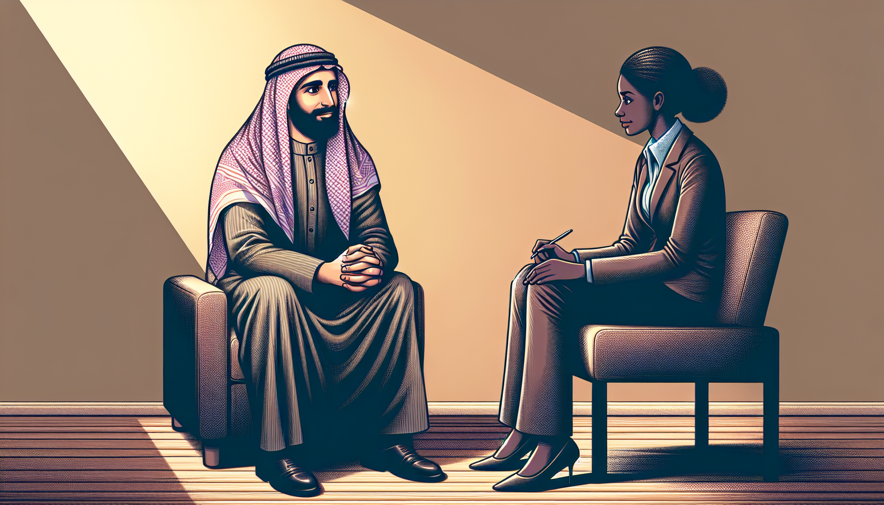Illustration of a person seeking professional help for depression