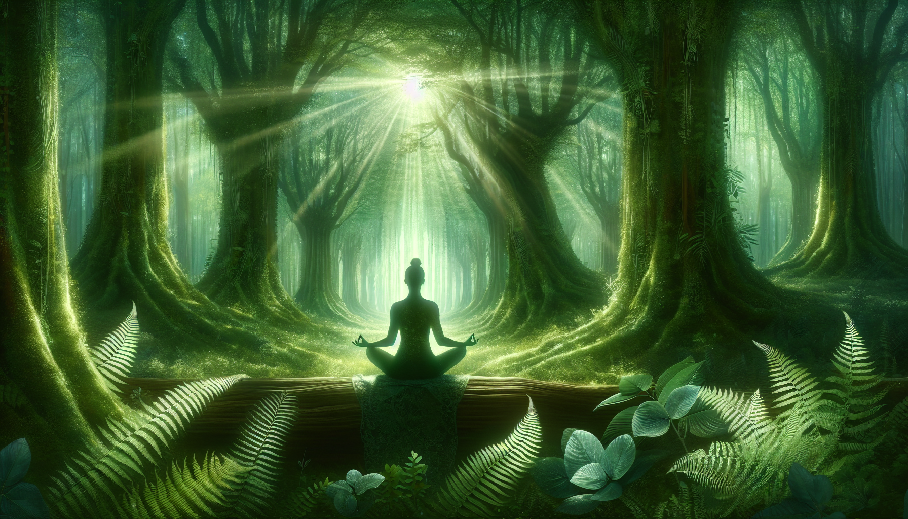 A person meditating in a peaceful natural setting