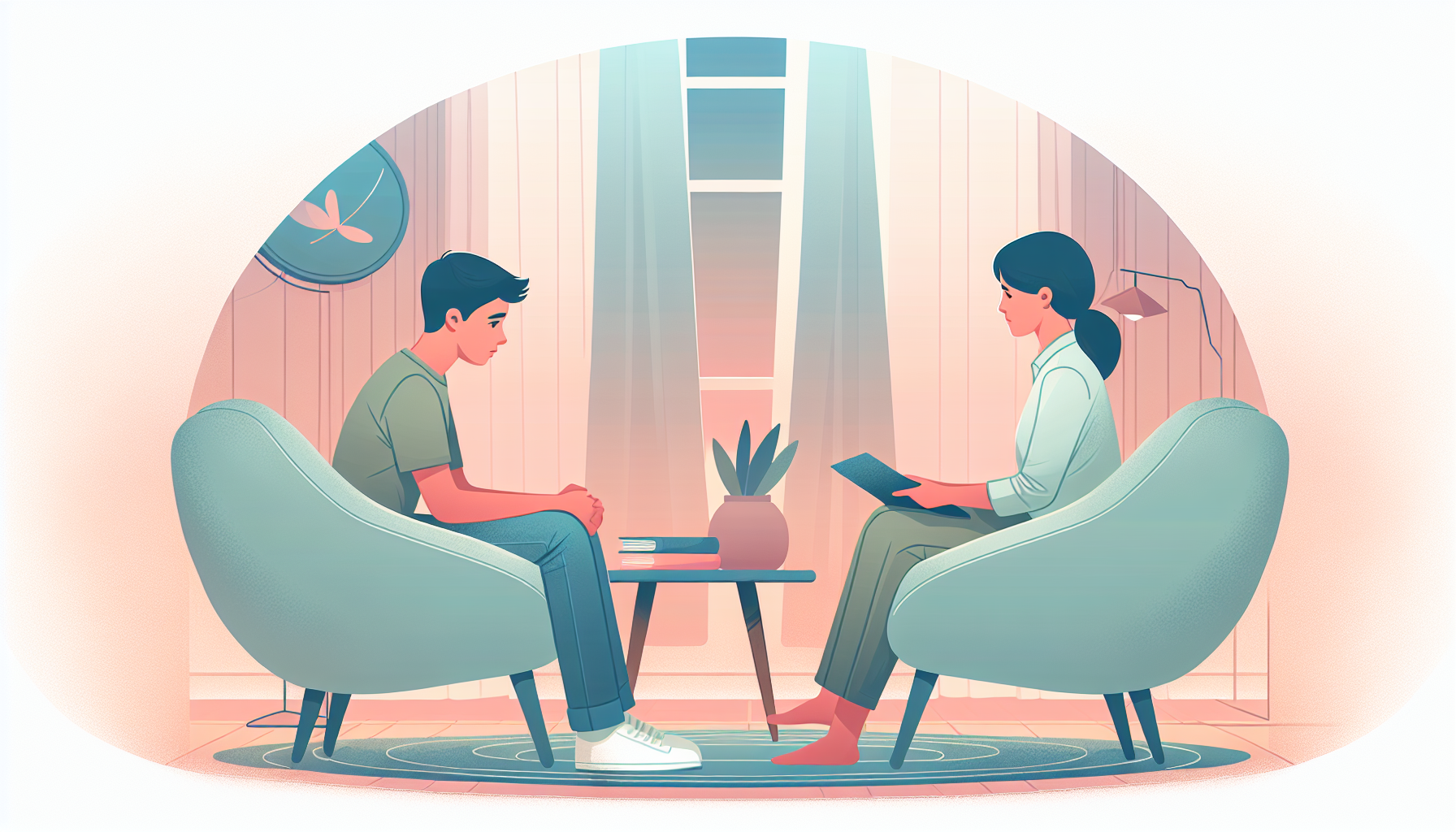 Illustration of a teenager receiving counseling and support