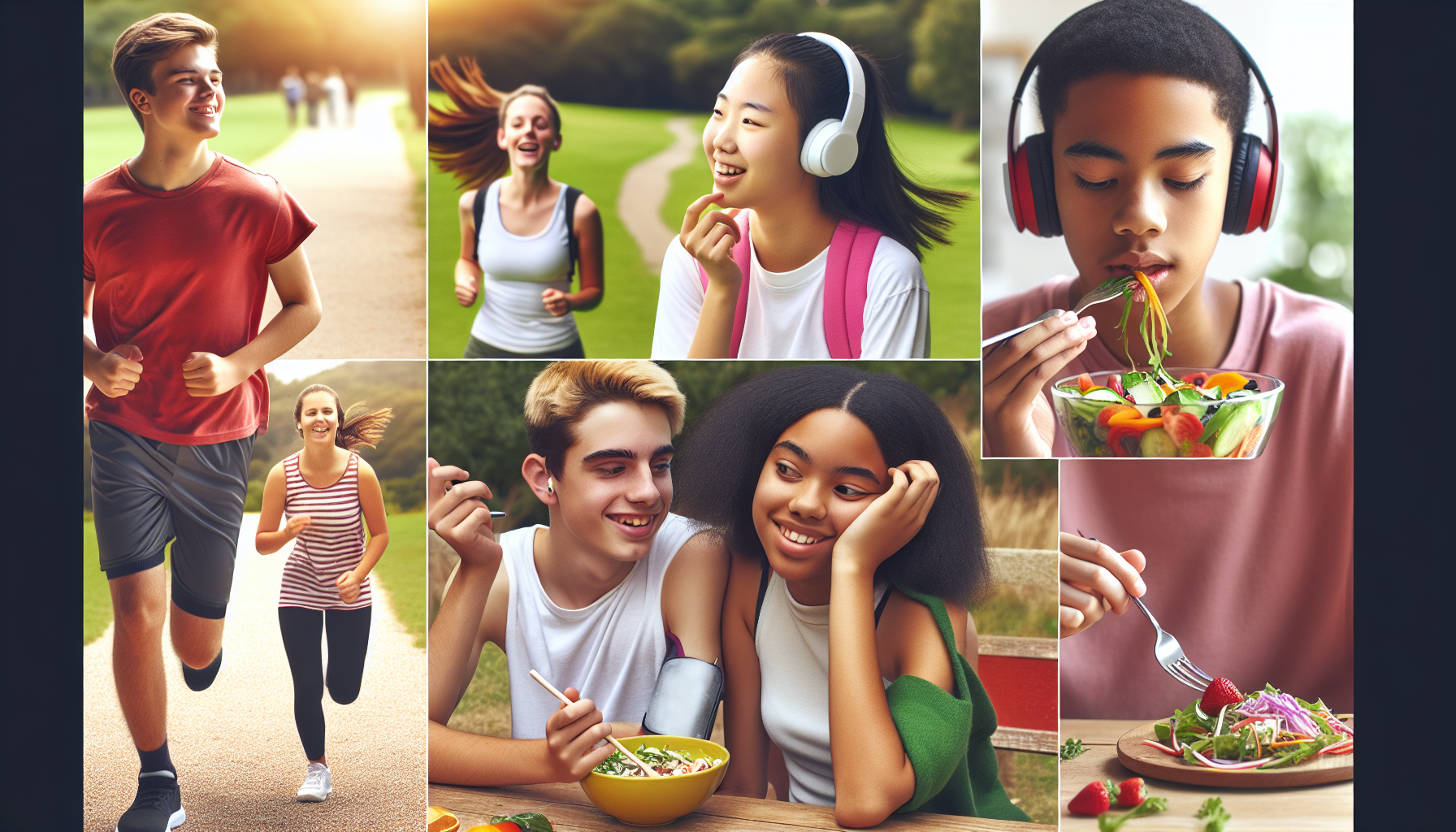 Illustration of teenagers engaging in healthy activities